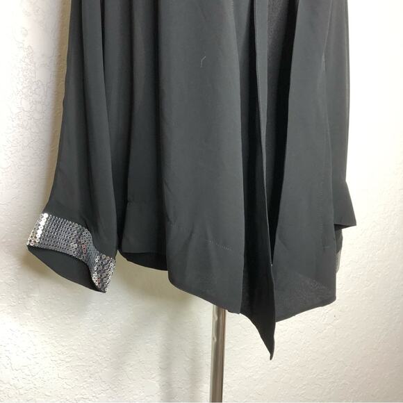 Soft Surroundings black sheer open front sequin sleeve cuff size Medium NWOT - Picture 4 of 14
